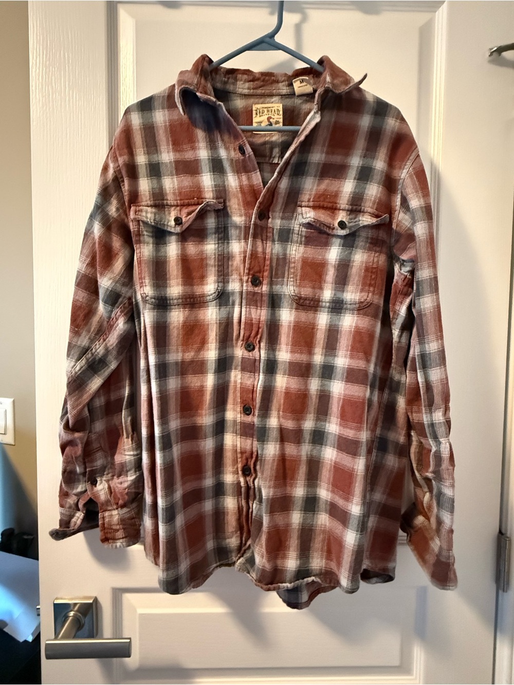 RedHead Men's Rust and Gray Plaid Button-Down Shirt